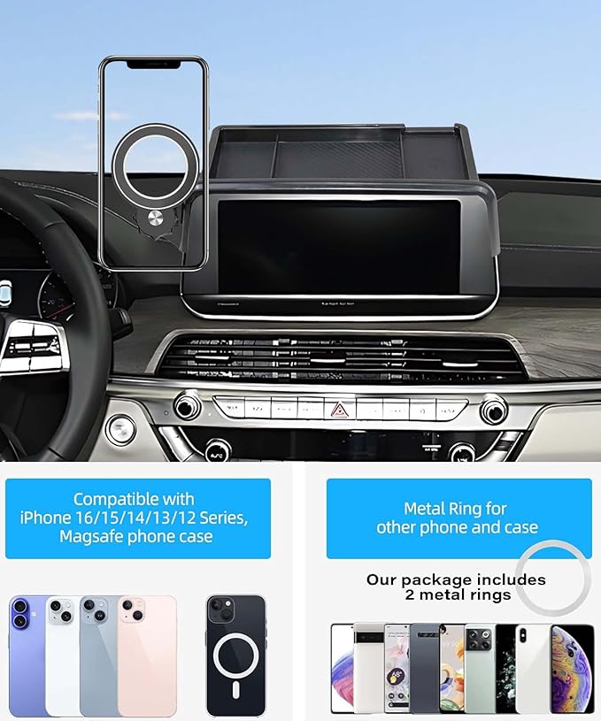 Car Phone Holder for KIA Telluride 2020 2021 2022 Accessories Apply to 10.25 Inch Screen Fixed Clip Magnetic Cell Phone Mount Hands-Free 360 Degree Rotation with Dashboard Storage Tray