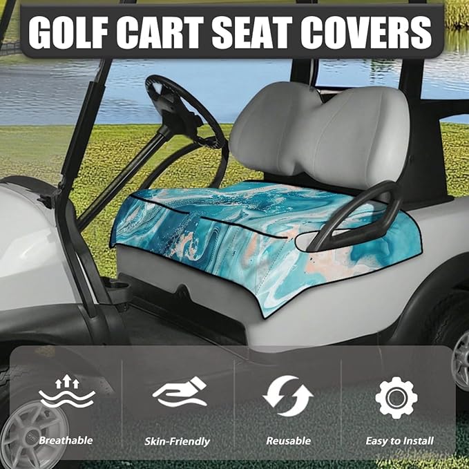 Biyejit Golf Cart Seat Covers with 4 Pockets Golf Cart Seat Towel Blanket Fits 2-Seat Golf Carts, Golf Cart Accessories