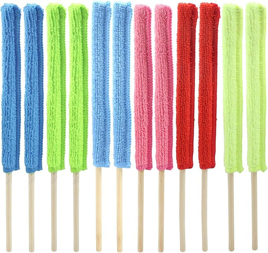 12 Pcs Microfiber Detail Duster Sticks, Mini Duster Crevice Cleaning Tool Kit for Car Air Vents, Home Blinds, Fans, Windows, Small Spaces, Gap Dust Cleaner