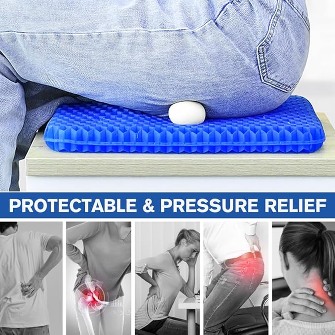 Egg Gel Seat Cushion, Breathable Gel Cushion Chair Pads with Non-Slip Cover for Home Office Car Wheelchair, Honeycomb Design Egg Seat Cushion As Seen On TV