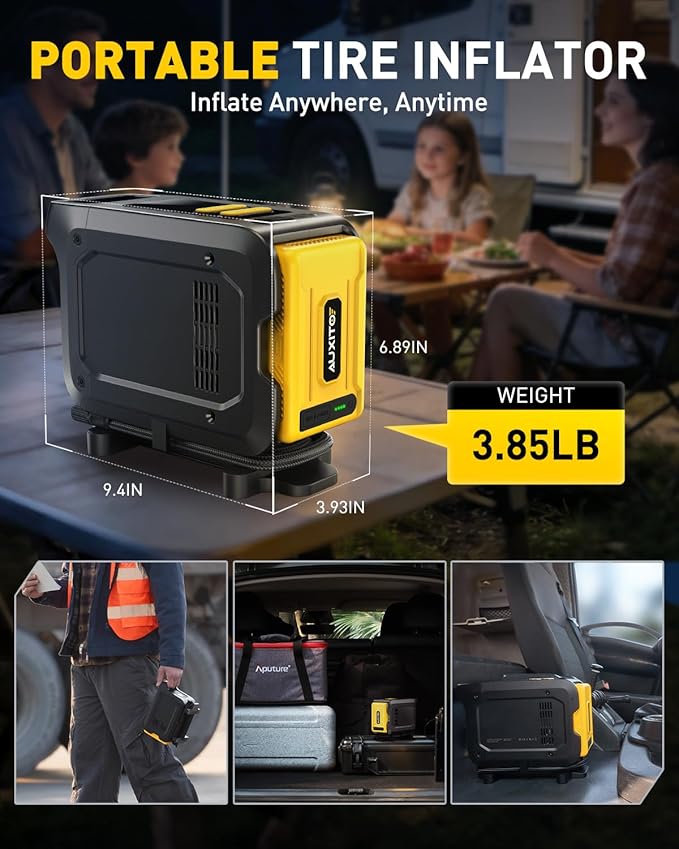 AUXITO AT1 150PSI Heavy Duty Tire Inflator Portable Air Compressor for Pickup Truck – Built in 26000mAh Power Station & 65W Fast Charging – Emergency Tire Air Pump for F-150, Off-Road, RV Camping