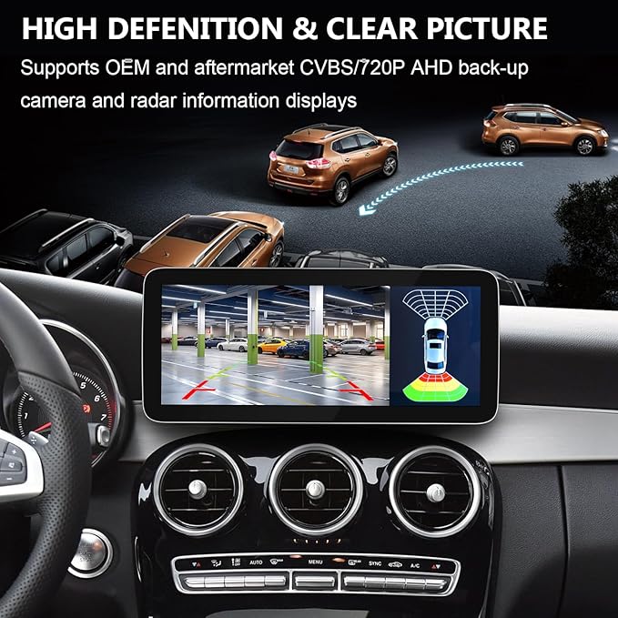 12.3 Inch Linux Car Touch Display Screen for Mercedes Benz 2016-2019 C A CLA GLA GLC Class W205 W176 C117 X156 X253 NTG5.0, Support iOS 26 CarPlay Android Auto Calls Using OEM Bluetooth