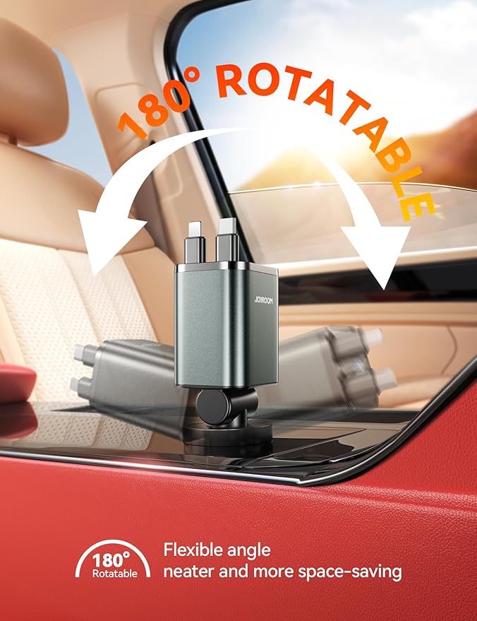 [2026 Ultra-Compact] JOYROOM Retractable Car Charger 84W Car Charger USB C for iPhone 16 17 Fast Charging, Car Accessories, Car Adapter Travel Essentials Gifts for Women Men, for iPhone 17 16 15 14 13