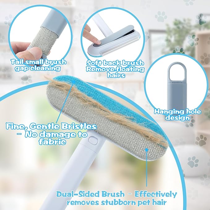 Multi-Functional Pet Hair Removal Tool with Pet Hair Removal Glove, Reusable Lint Brush for Dogs & Cats, Gentle Cleaning for Sofa, Carpet, Clothes & Bedding