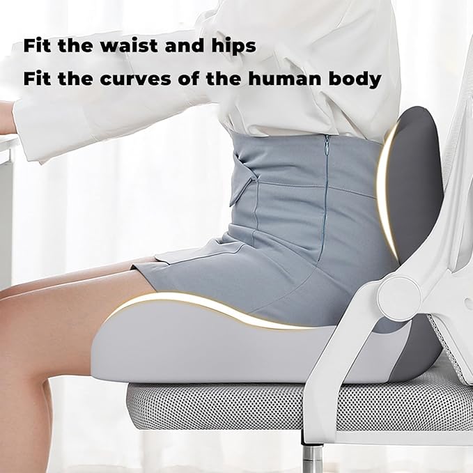 Back and Seat Cushion, Soothe+Cushion,Car Seats with Lumbar Support,Memory Foam Non Slip Skin with Back Support for Office Chair, Car (Dark Gray)