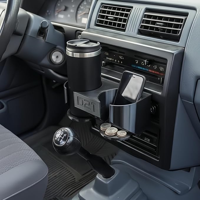 Center Console Cup Holder & Coin Tray Insert Compatible with Nissan D21, Interior Dashboard Ashtray Replacement Upgrade for Hardbody Pickup Truck, Secure Fit Drink Organizer