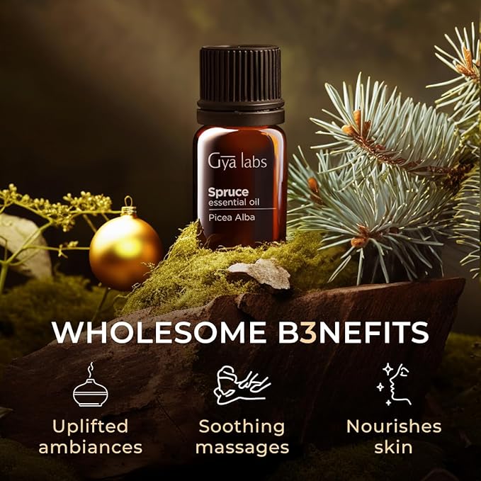 100% Pure Spruce Essential Oil - 0.34 Fl Oz - Spruce Oil for Hair, Skin, Diffuser, Aromatherapy & DIY Candle Making Scent