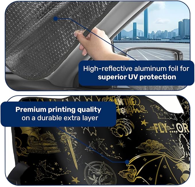 GENANY Dragon Windshield Sun Shade for Car SUV Truck (55x30 Inches), Sun Shade Windshield, Shades for Front Windows, Protector Blocks UV, Car Decor