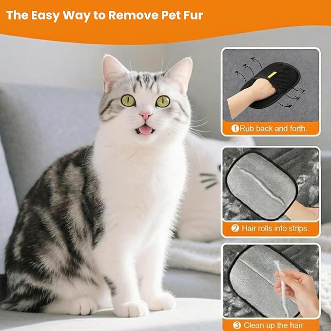 Pet Hair Remover & Shedding Solution: 5-Piece Complete Kit with Dog Grooming Glove, Furniture Cleaner Pad, and 3-Pack Washable Reusable Lint Rollers - Ideal for Home, Clothes, Carpet