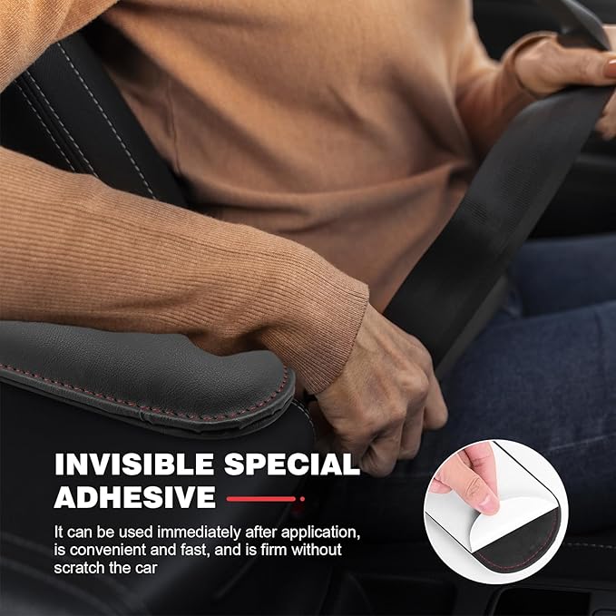 2 PCS Elbow Pads Arm Rest for Car, Soft Leather Memory Foam Car Knee Cushion, Universal Automotive Center Console Cushion Pad for Knee Leg Elbow (Black)