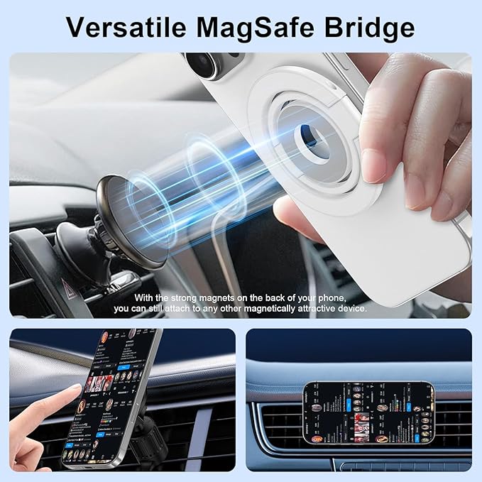 Magnetic Phone Grip Stand for iPhone 17/16e/16/15/14/13/12 Pro Max, Double Adjustable Gym Finger Ring Grip MagSafe Ring Holder with Kickstand for Samsung Galaxy S26 Ultra/S26/S25 Ultra/S25 Plus/S25 FE