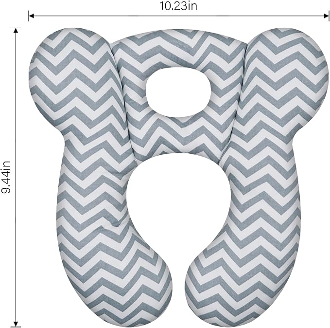 Baby Travel Pillow, Upgrade U-Shape Infant Pillow for Car Seat Pushchair and Stroller, Soft Comfortable Sleep Cushion for Kids Newborn and Toddler -Wave Gray