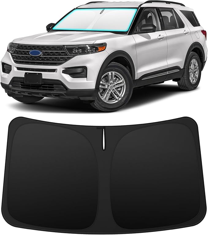 INSAUTO Custom Fit Windshield Sun Shade Accessories for Ford Explorer 2020-2026, Foldable Front Window Sunshade, UV & Heat Reflector, Keeps Interior Cool, Includes Storage Bag