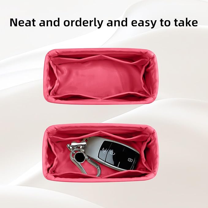 DGAZ Silk Purse Organizer Insert Fits LV Speedy 16/20/25/30/35/40/45 bags，Silky Smooth Bag Organizer，Luxury Handbag & Tote Shaper(Rose lipstick,SP16)