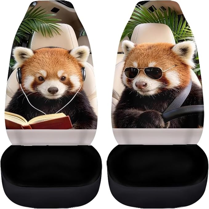Red Panda Car Front Seat Covers 2 Pcs Cute Nonslip Car Seat Covers Front Seats Only Easy to Install and Clean Cars Accessories Universal Fit for Most Cars,SUVs,Sedans