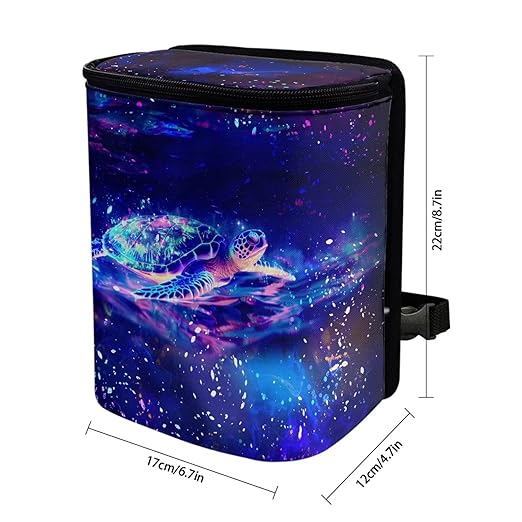 Galaxy Turtle Car Trash Can with Lid, Cute Leakproof Car Trash Garbage Bag Hanging Vehicle Trash Bin Small Portable Automotive Garbage Cans Organizer for Back/Front Seat/Console