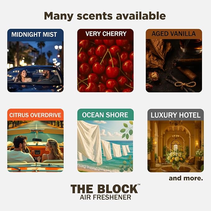 The Block - Wooden Car Air Freshener & Odor Eliminator - Long Lasting 30+ Day Scent - Car & Home Use - Fresh Gift Idea - Made in USA - Pina Colada 3-Pack