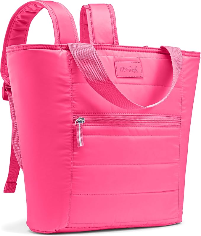 Fit & Fresh Mari Cooler Backpack for Women, Insulated Leakproof Soft Cooler Bag (12 Can), Lunch Tote, Beach Cooler, Lightweight Travel Picnic Tote, Hot Pink