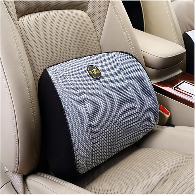 Heightening Wedge Car Seat Cushion Pad for Driving with Comfort Memory Foam, Curved Design Closely Adheres to the Lumbar Spine and Buttocks, Relieving Fatigue Broader Vision (Waist Cushion,Light grey)