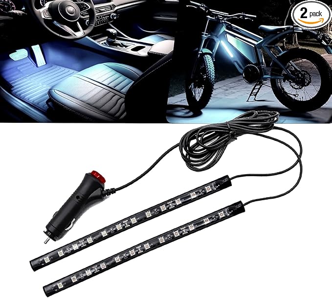 LED Interior Lights DC 12V Seat Ambient Light Cigaret Lighter, Car Uncer Dash LED Light Strip DRL Daylight Strip Car Atmosphere Lights-2 splitters in1 (White)