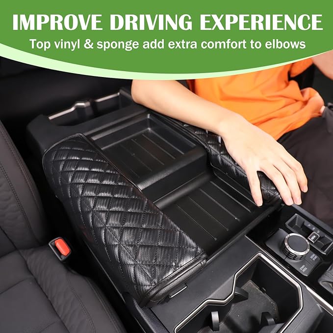 Center Console Armrest Cover Protector Pad Compatible with Toyota Tundra Sequoia 2022-2025 Leather Car Console Armrest Seat Cushion Waterproof Armrest Cushion Lid Interior Accessories (Style D)
