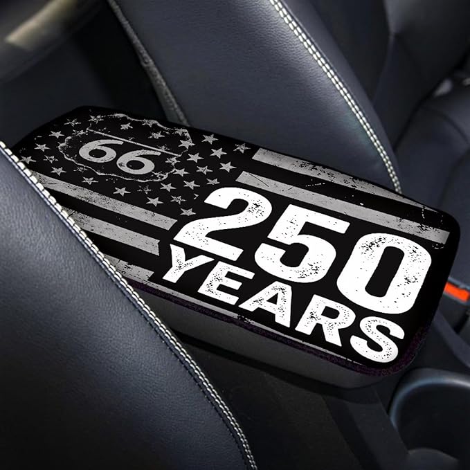 Dreaweet 250th Anniversary USA Flag Center Console Armrest Pad Cover Patriotic Car Arm Rest Cover Universal Middle Console Covers for Cars SUV Truck Sedan