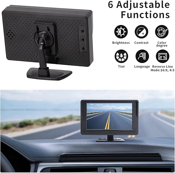 B-Qtech Car Backup Camera Monitor System Rear View Reverse Camera Waterproof Night Vision DIY Guide Lines LCD 1080P Display for Cars Truck Off-Road SUV Van Jeep UTV