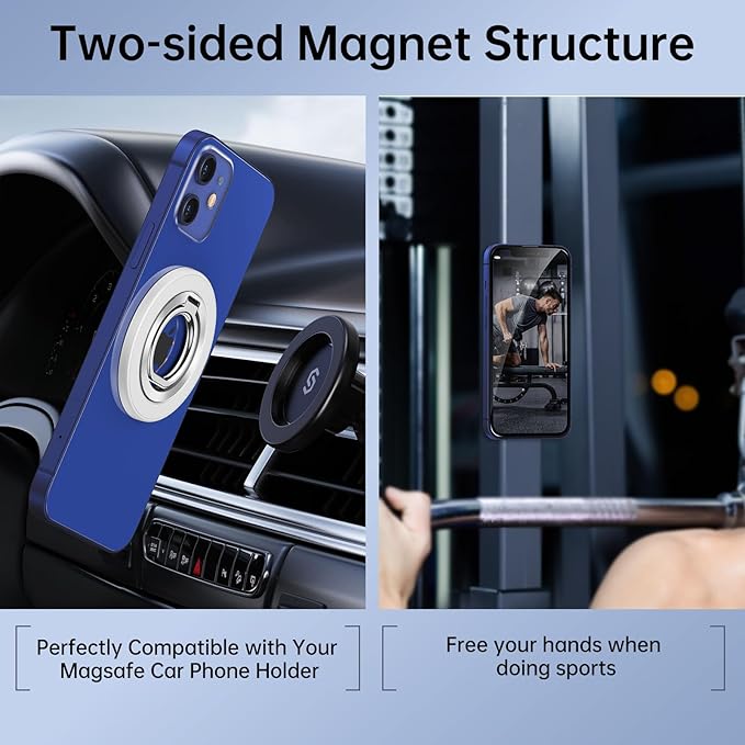 SYNCWIRE Magnetic Phone Ring Holder for MagSafe [2 Pack] - Magnet Cell Phone Grip Stand Finger Ring Kickstand Two-Sided Magnetic Compatible with iPhone 17 Pro Max 16 15 14 13 12 MagSafe Accessories
