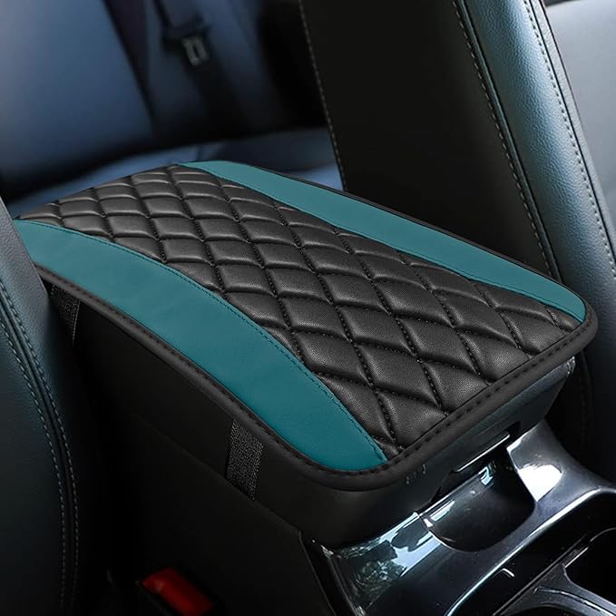 Car Center Console Cushion Pad, Armrest Cover for Car, Leather Waterproof Armrest Seat Box Cover, Auto Accessories Comfortable Arm Rest Box Cushion Pad for Most Vehicles (Dark Green)