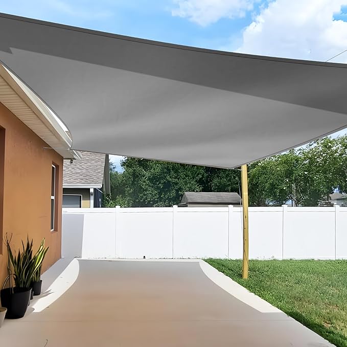TANG 10'x14' Sun Shade Sail Rectangle Sunshade Canopy UV Block Shade Cloth Pergola Cover for Outdoor Patio Garden Gazebo Deck, Grey