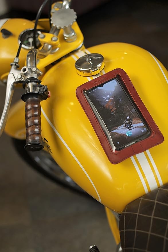 Trip Machine Magnetic Motorcycle Phone Pouch – Touchscreen Compatible Fuel Tank Phone Holder with Strong Magnets & Ventilated Back – (21 x 12 cm) (Cherry Red)