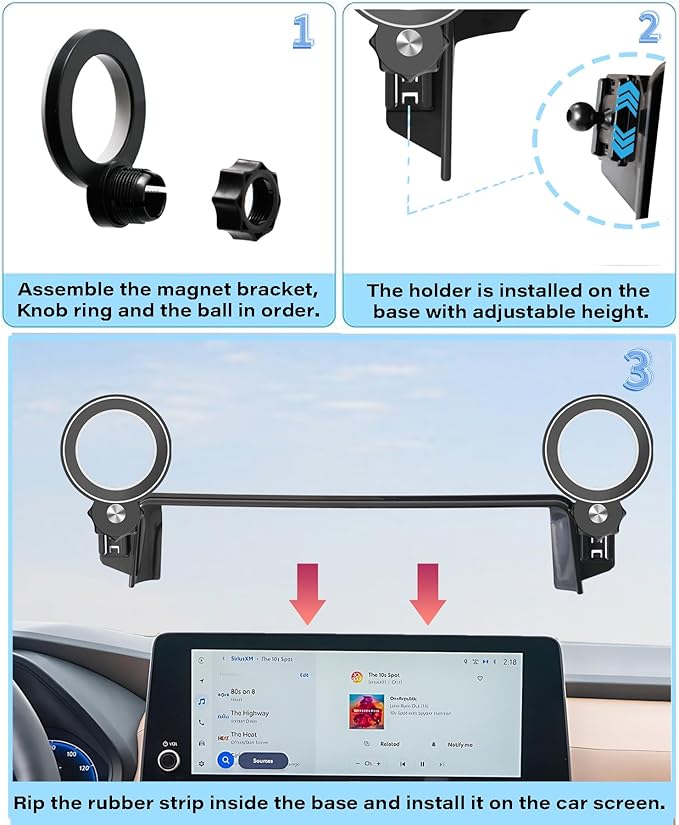 Magnetic Car Phone Holder for Toyota Grand Highlander/Grand Highlander Hybrid 2024 2025 2026 Accessories Apply to 12.3 Inch Screen Fixed Clip MagSafe Passenger Cell Phone Mount