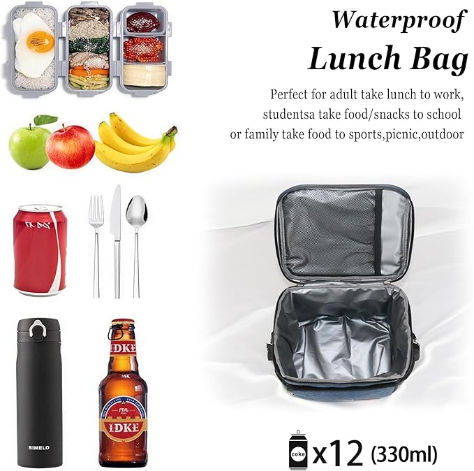 TuErcao Insulated Cooler Bag 6/24 Can Collapsible Leakproof Soft Sided Cooler for Car, Portable Foldable Small Ice Chest for Beach Camping Picnic Travel, 5/15qt Lunch Box for Men Work
