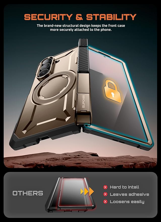SUPCASE for Samsung Galaxy Z Fold 7 Case with Kickstand (UB Grip), [Compatible with MagSafe] [Built-in Tempered Glass Screen Protector] [Hinge Coverage] Military-Grade Protection Phone Case, Desert