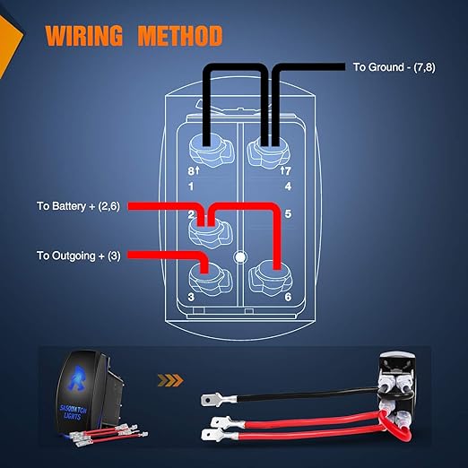 Nilight Sasquatch Lights Rocker Switch 5Pin Laser On/Off LED Light 20A/12V 10A/24V Switch Jumper Wires Set for Jeep Boat Trucks