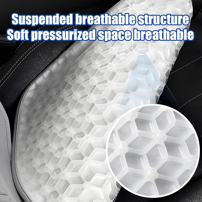 Gel Car Seat Cushion, Non-Slip & Comfortable Automotive Chair Protector Pad for Driving, Breathable Vehicle Interior Mat Cover Accessories, Universal for SUV Sedan Truck (Gray)
