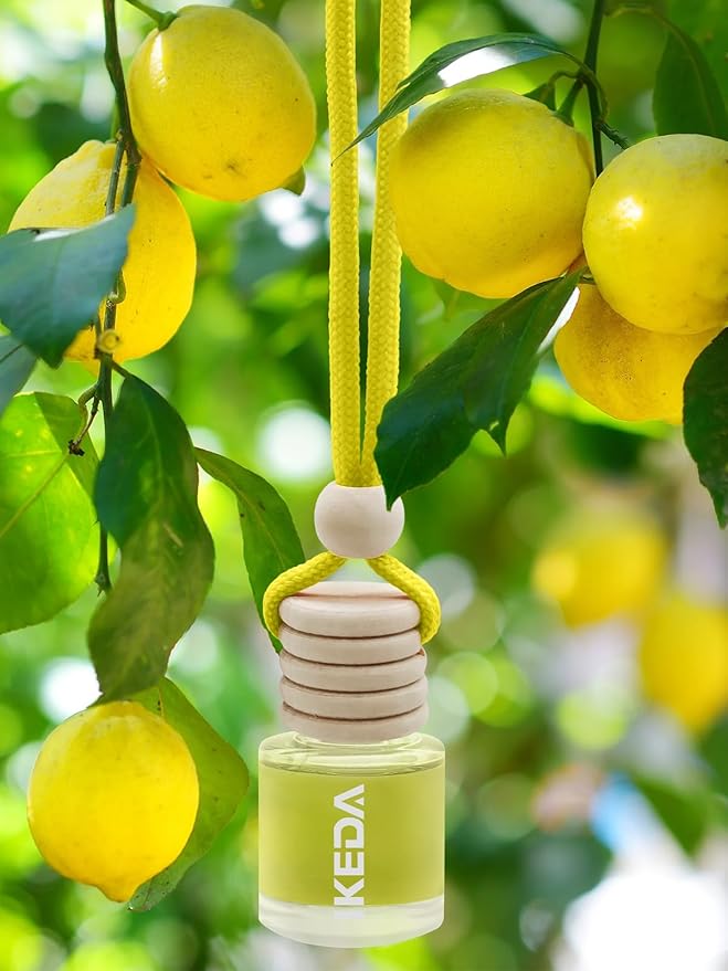 Ikeda Car Air Freshener: Hanging Car Smell Air Freshener | 10ml Round Hanging Car Decoration | Long Lasting Fragrance | For Auto Home | 1pcs (Lemon(Circular))