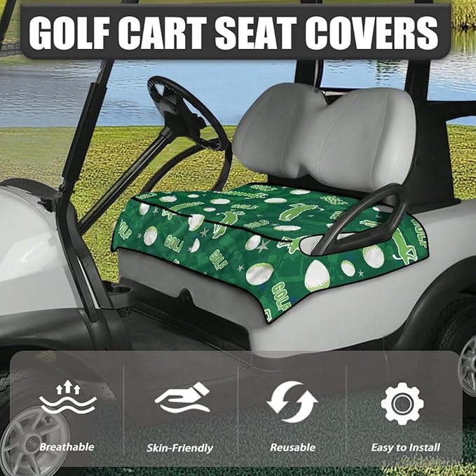 Biyejit Golf Cart Seat Covers with 4 Pockets Golf Cart Seat Towel Blanket Fits 2-Seat Golf Carts, Golf Cart Accessories