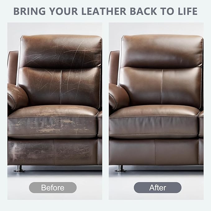 Leather Recoloring Balm & Color Restorer | Medium Brown Leather Dye, Paint & Repair Kit for Furniture, Couches, Car Seats, Shoes | Restore Faded & Scratched Surfaces
