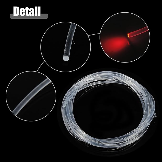 ACROPIX 5mm 0.20" 5m 16.40ft Universal Glow Optic Fiber Cable Car Light Decoration Clear - Pack of 1