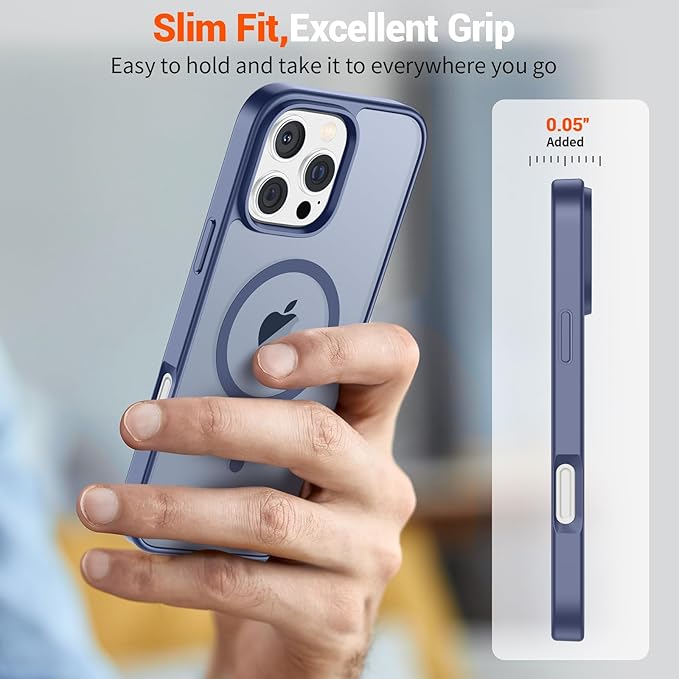 SUPFINE Magnetic for iPhone 16 Pro Max Case (Compatible with MagSafe) (Military Grade Drop Protection) Translucent Matte Shockproof Phone Cover,Lavender Gray