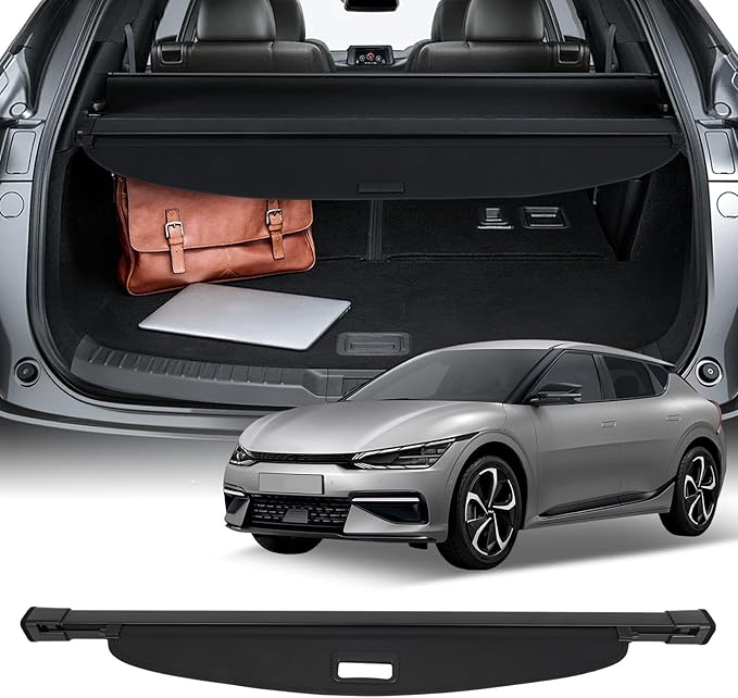 SCITOO Cargo Cover 2022-2024 Fit for Kia EV6 Upgraded Retractable Rear Trunk Cover with Aluminum PVC&Plastic