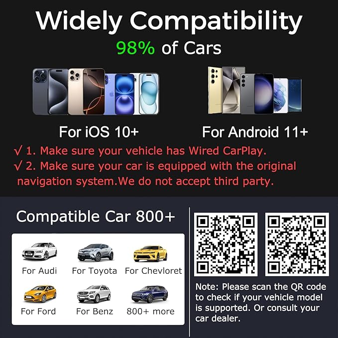 Wireless CarPlay Adapter 4-in-1,2026 Upgraded Screen Mirroring,Support Mirror Link/AirPlay for Apple CarPlay & Android Auto,for Cars with Wired CarPlay, Fast Auto-Connection, Plug & Play-Orange