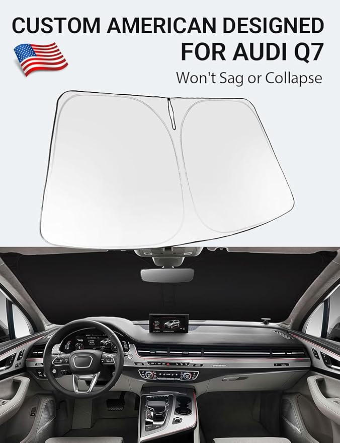 Proadsy Windshield Sun Shade for 2016-2025 2026 Audi Q7 Foldable Front Sunshade Protector Sun Visor Blocks UV Rays Keep Car Cooler
