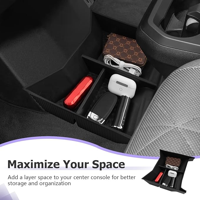 LUWU 2025 2026 B MW iX Lower Center Console Organizer for 2022-2026 iX xDrive45 xDrive60 M70 Accessories Armrest Console Storage Box Armrest Organizer Insert Tray Glove Organizer Tray TPE Material