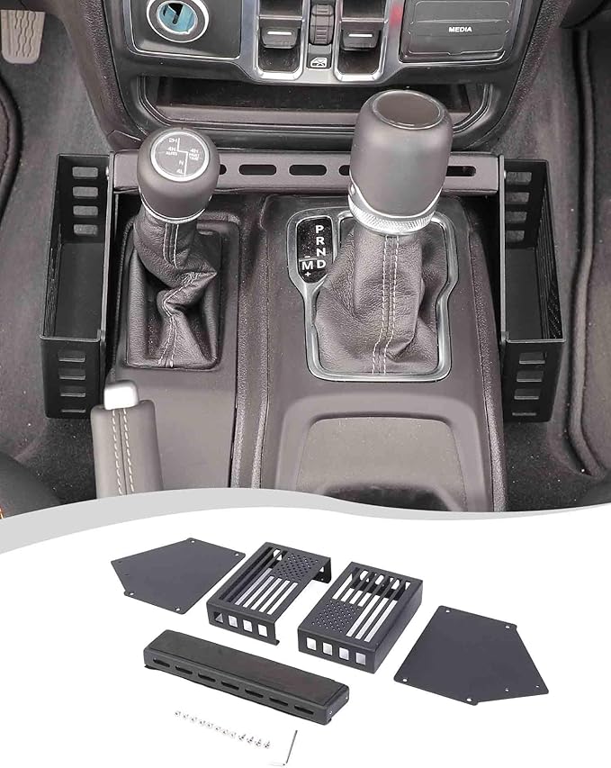 Hoolcar Gear Shift Center Console Organizer Side Tray Compatible with Jeep Wrangler JL/JLU 2018-2024 & Jeep Gladiator JT Truck 2020-2023 Interior Shifter Storage Box Accessories, American Flag