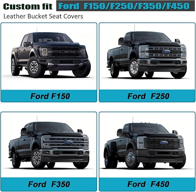 GIANT PANDA 2 Pcs Front 3D Air Mesh Car Seat Cover Custom Fit Ford F150 F250 F350 F450 SuperCrew/Crew Cab Pickup Trucks,Breathable Cooling Seat Protector with Composite Sponge Inside(Gray)