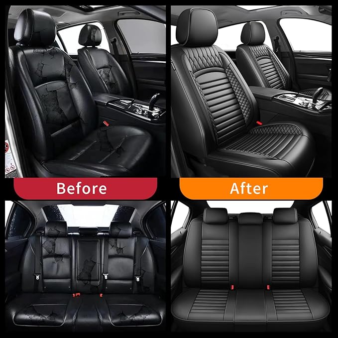 Fit 4Runner Car Seat Covers (5 Seats) for Select Toyota 4Runner 2003-2024 2025 2026 - Full Coverage Leather,Airbag Compatible, Waterproof & All Weather Seat Cushion Protector,Full Set,Black