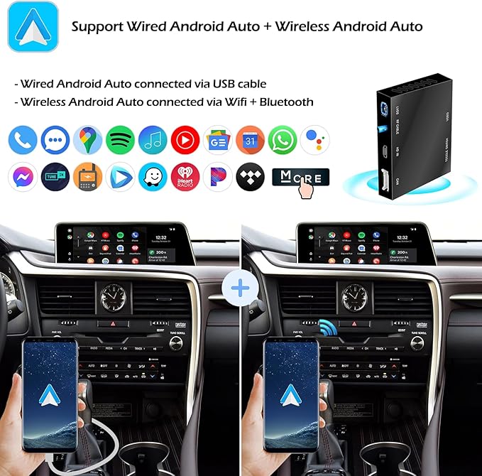 Compatible with Lexus Wireless CarPlay + Android Auto + Mirrorlink Retrofit Kit, Support NX UX LC RC 2014-2019, ES 2015-2019, GS LS RX LX 2016-2019 with Joystick/Small Touchpad