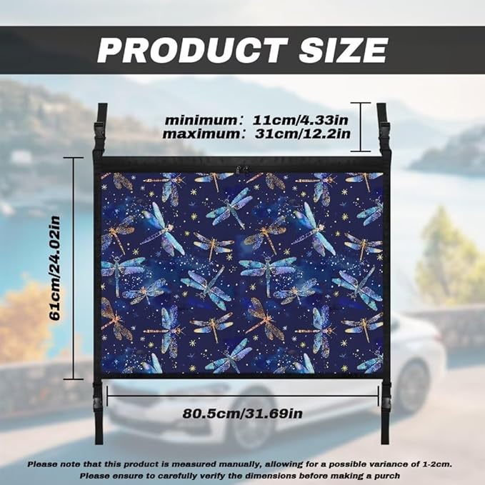 Car Roof Storage Bag Blue Dragonfly Print Car Seat Back Hanging Bag Multi-Purpose Car Bag Storage Box Organizer Pouch Pocket Inner Car Accessories Compatible with Most Vehicles